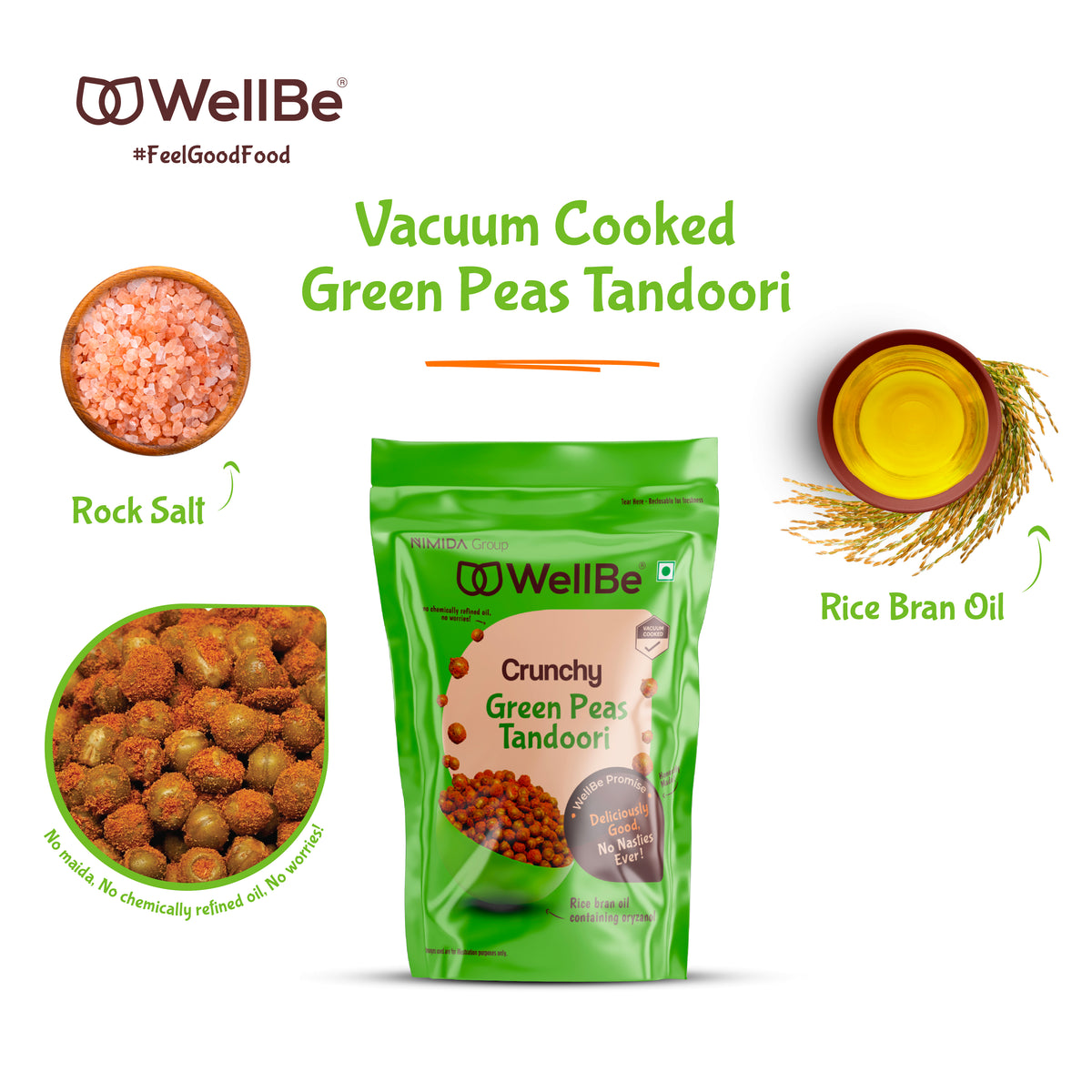 WellBe Vacuum Cooked Green Peas 70g