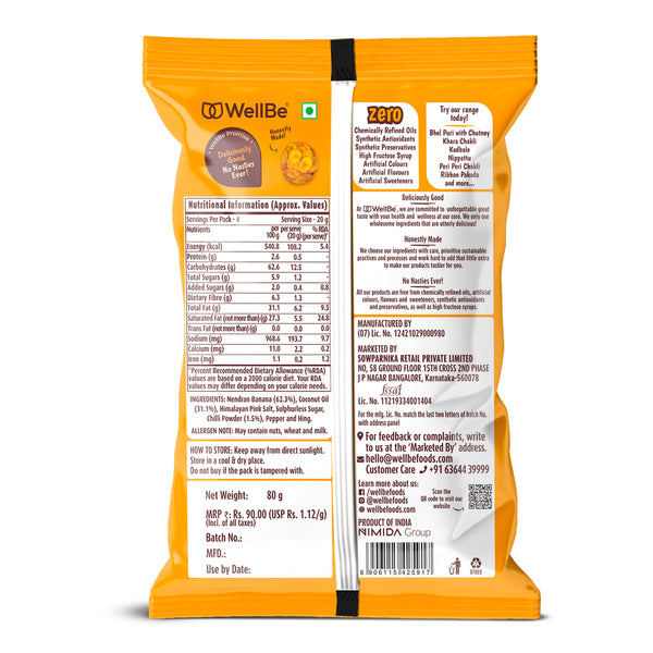 WellBe Banana Chips Guntur Chilli Masala 80g