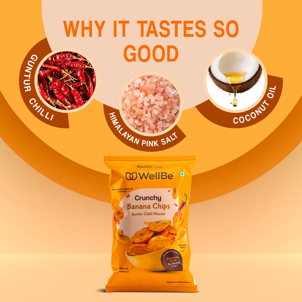WellBe Banana Chips Guntur Chilli Masala 80g