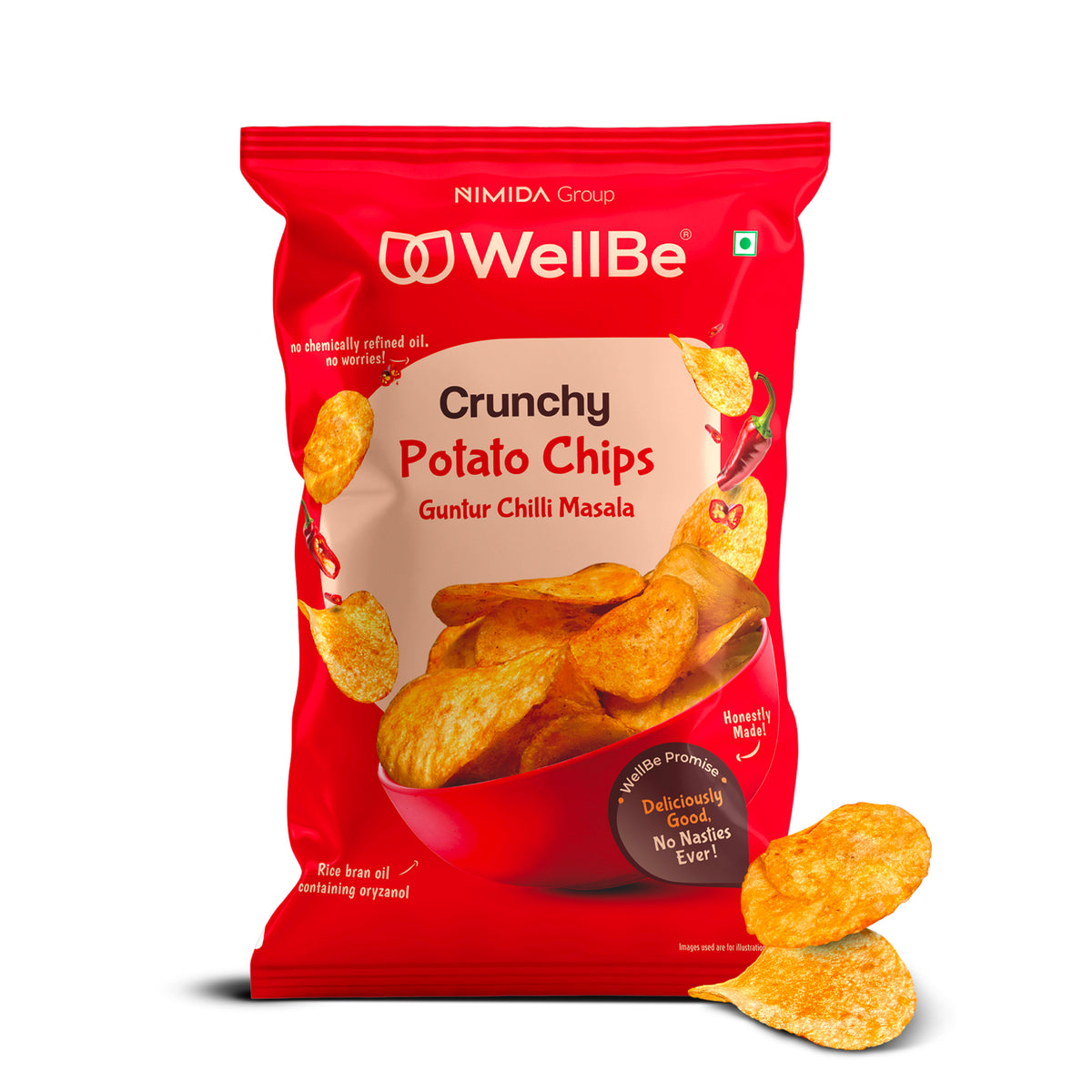 WellBe Potato Chips Guntur Chilli Masala 80g