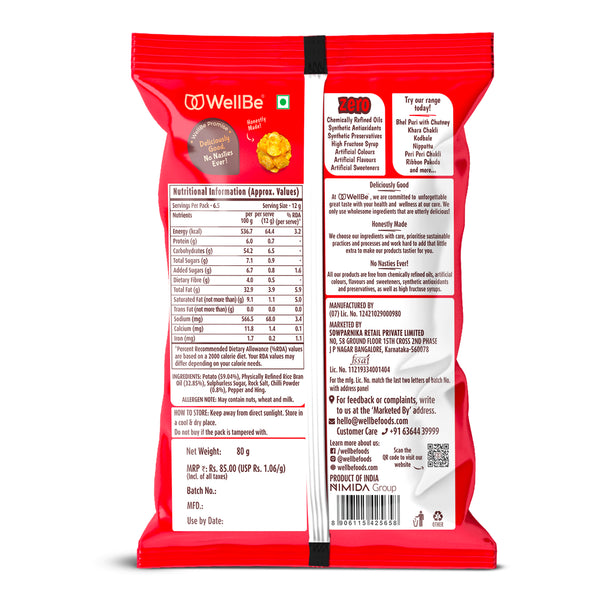 WellBe Potato Chips Guntur Chilli Masala 80g