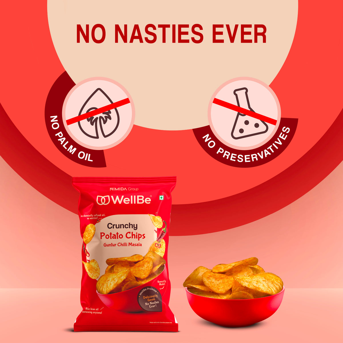 WellBe Potato Chips Guntur Chilli Masala 80g