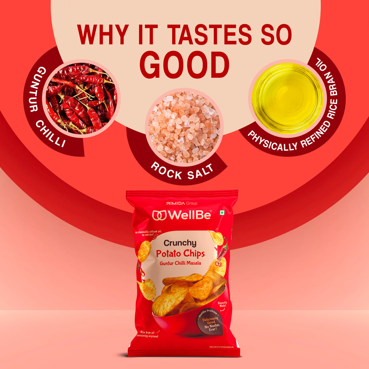 WellBe Potato Chips Guntur Chilli Masala 80g
