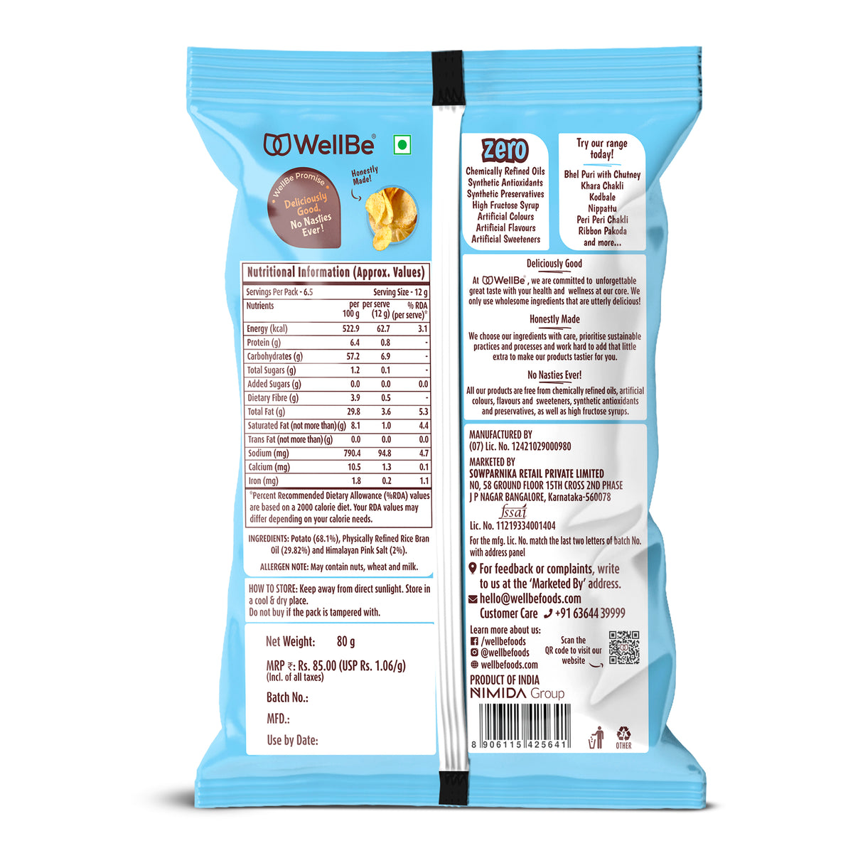 WellBe Potato Chips Himalayan Pink Salt 80g