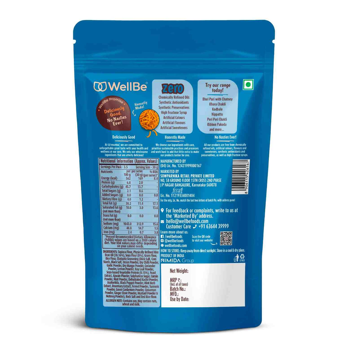 WellBe Soya Sticks Chatpata 110g