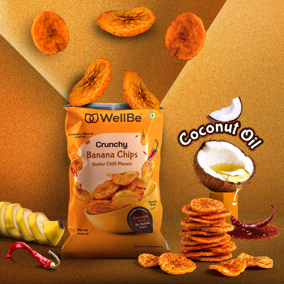 WellBe Banana Chips Guntur Chilli Masala 80g