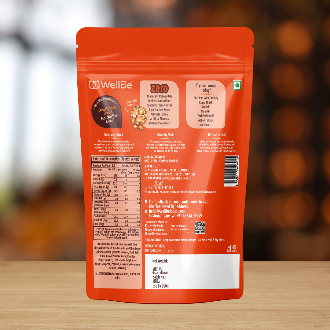 WellBe Makhana Thai Sweet Chilli 50g