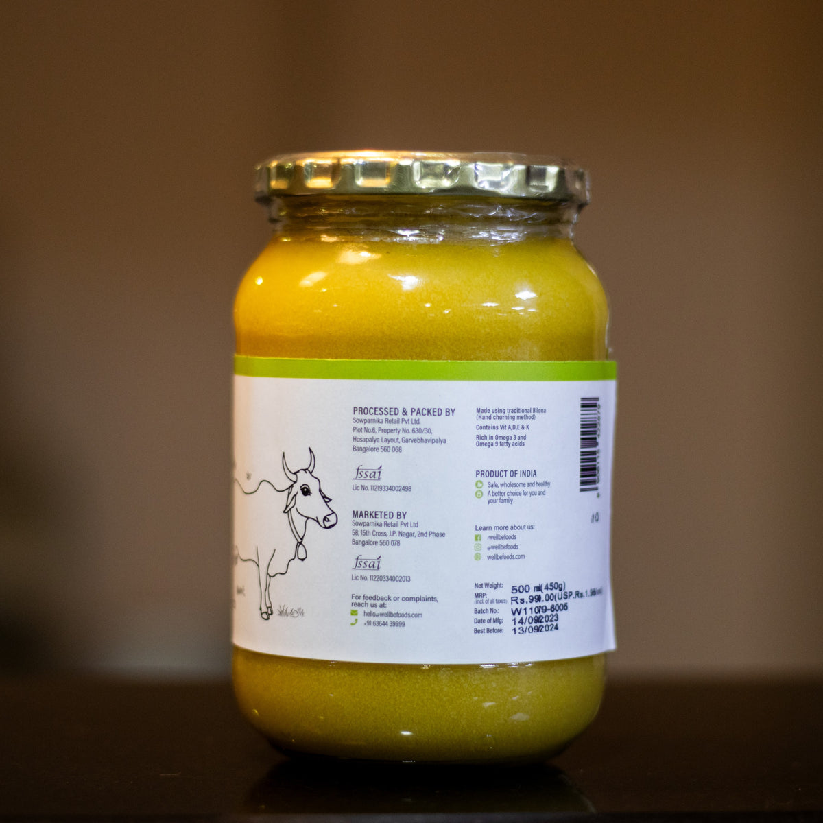 WellBe A2 Desi Cow Ghee 500 ml