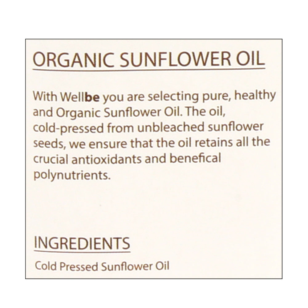 WellBe Organic Sunflower Oil 1 ltr